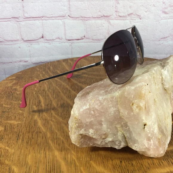 Silver Frame Pink Aviator Sunglasses - Picture 2 of 4
